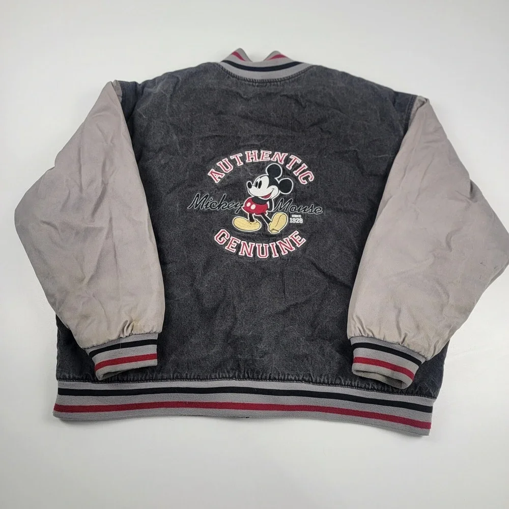 Vtg 90s Disney Store Mickey Mouse Letterman jacket size XL Full Zip Description